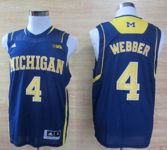 Maillot De Basket NCAA Michigan Wolverines 4 Webber Basketball Authentique Marine